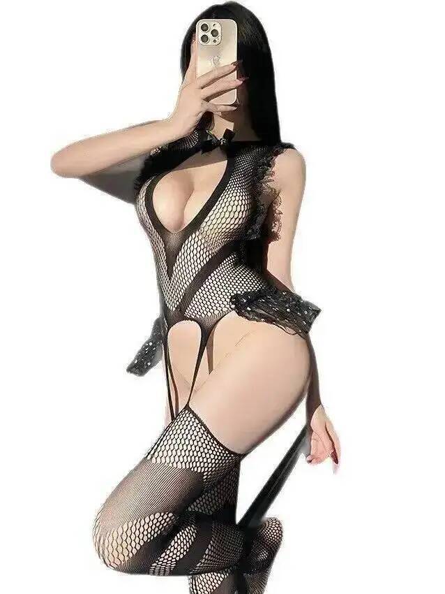 Fishing Socks - Sexy Lace Trim Fishing Net Bodystocking