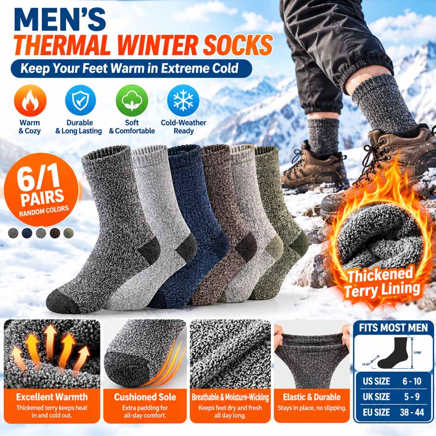 Fishing Socks - Cycling Fishing Hiking Winter Socks 1/6PCS,