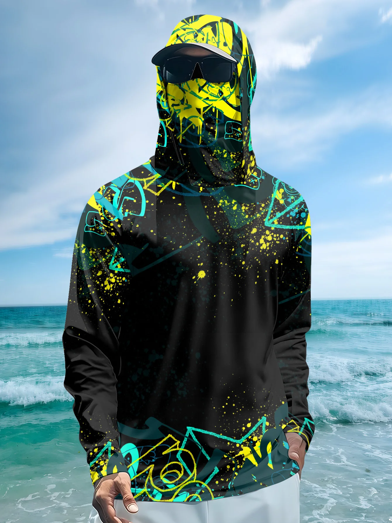 Fishing Mask Sun Protection - Men UPF50+ Fishing Hoodie With Face