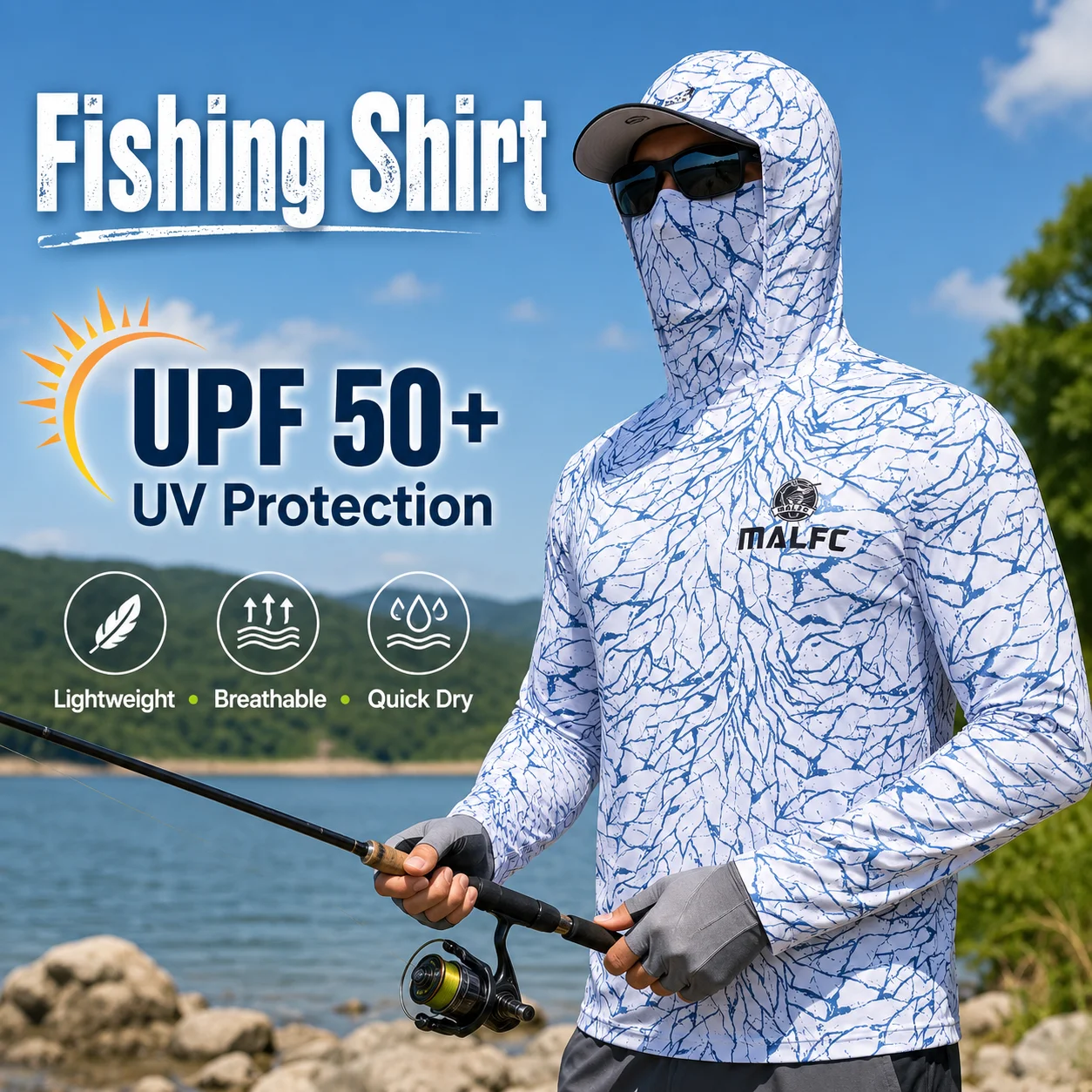 Fishing Mask Sun Protection - Men's UPF 50+ UV Protection Hooded