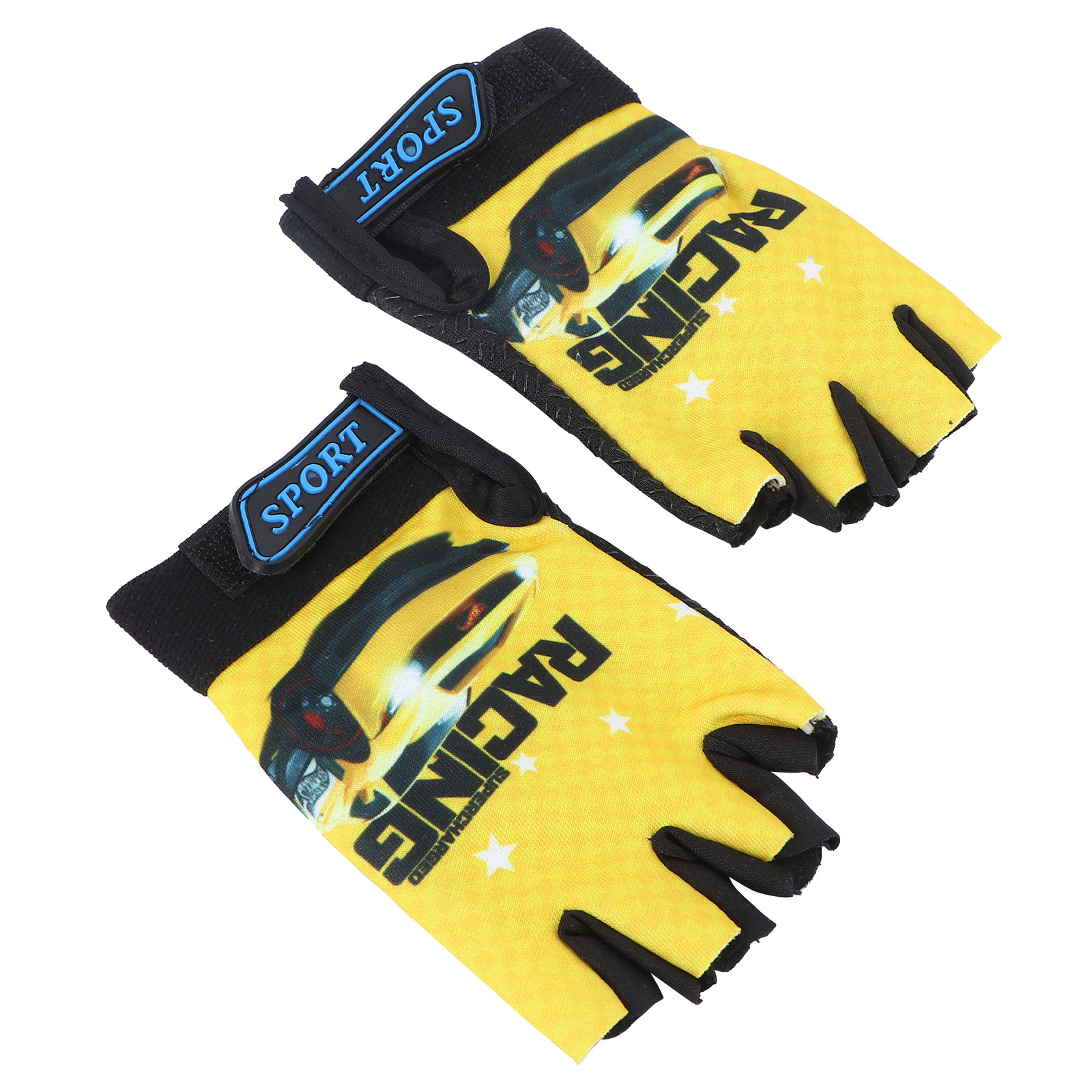 Fishing Gloves - Children Gloves Half Finger Yellow Car