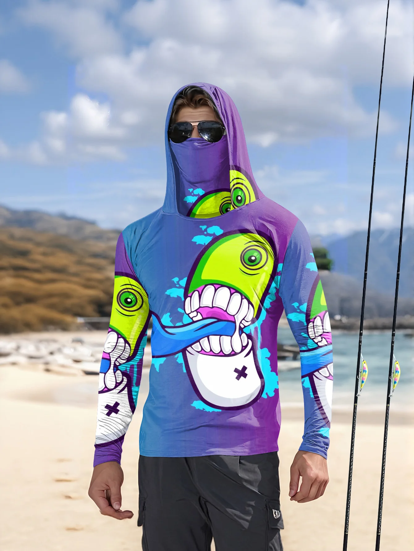 Men Cartoon Monster Graffiti F - Fishing Mask Sun Protection recension och pris