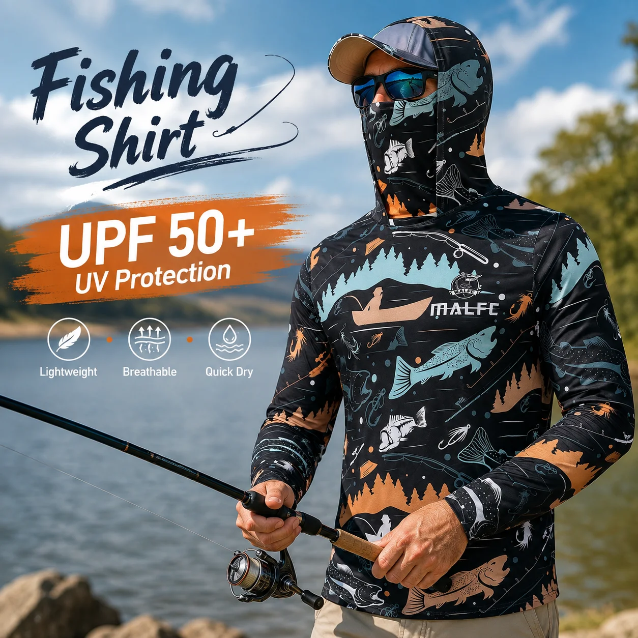 Men's UPF 50+ UV Protection Ho - Fishing Mask Sun Protection recension och pris